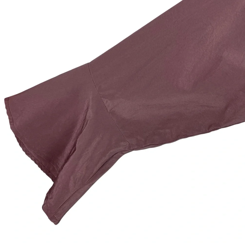 Garnet Hill | Pink Silk V Neck Bell Cuff Blouse